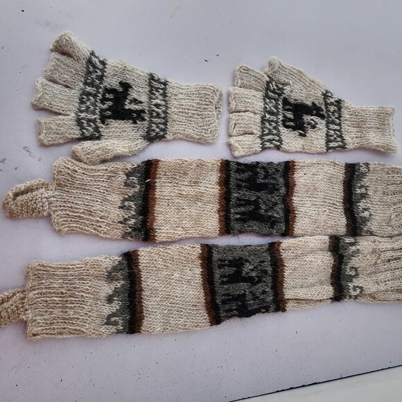 Warm Winter Alpaca Wool Knitted Warmer Set - Picture 3 of 7